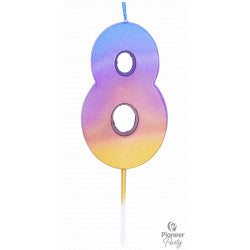 Rainbow Ombre Number "8" Candle