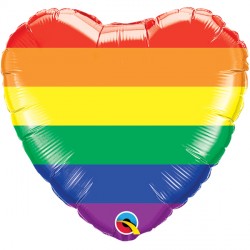 Rainbow Stripes Heart Balloon - 18" Foil