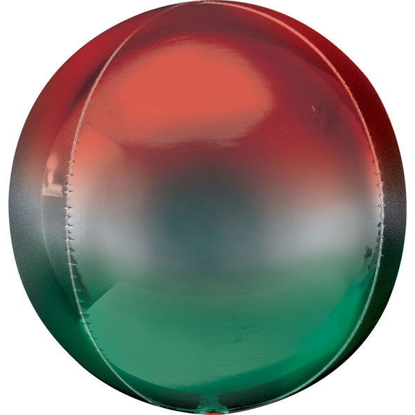 Red & Green Ombre Orbz Balloon - (15" X 16") 3ct