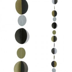 Gold, Silver & Black Circles Balloon Tails - (1.2m)