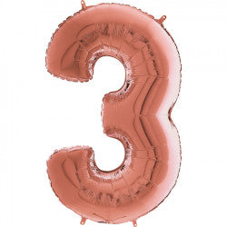 Rose Gold Number 3 Balloon - 26" Foil