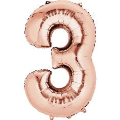 Rose Gold Number 3 Balloon - 34" Foil