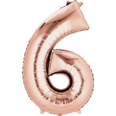 Rose Gold Number 6 Balloon - 34" Foil