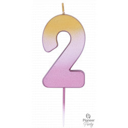 Rose Gold Ombre Number "2" Candle