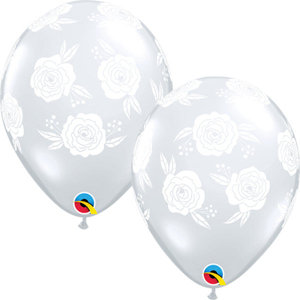 ROSES IN BLOOM DIAMOND CLEAR Balloons - 11" Latex (25ct)
