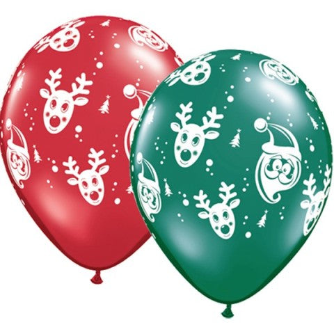 Santa & Rudolph Balloons - 11" Latex (25ct)