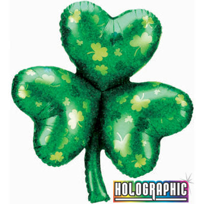 Holographic Shamrock Supershape Balloon - 35" Foil