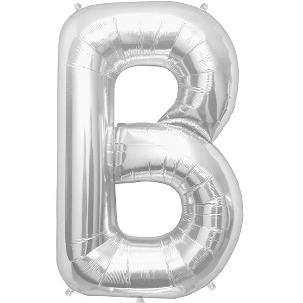 Silver Letter 'B' Balloon - (34"/86cm) Foil