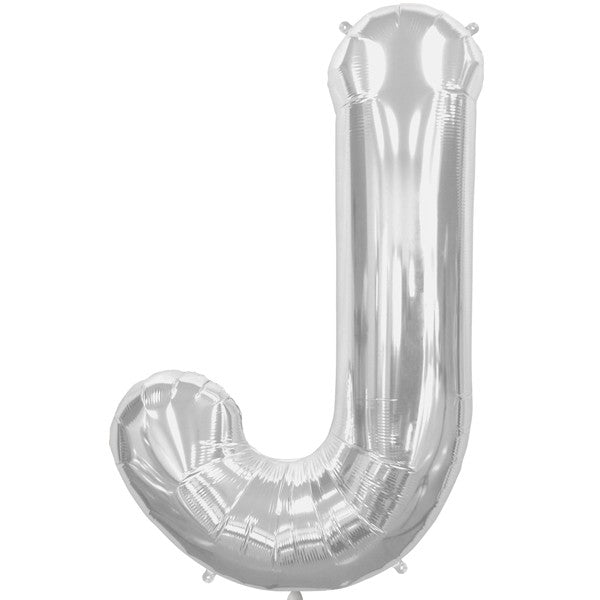 Silver Letter 'J' Balloon - (34"/86cm) Foil