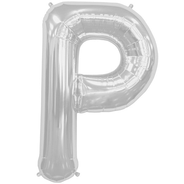 Silver Letter 'P' Balloon - (16"/40cm) Foil