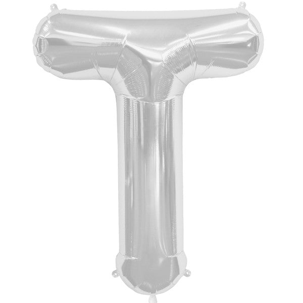 Silver Letter 'T' Balloon - (16"/40cm) Foil