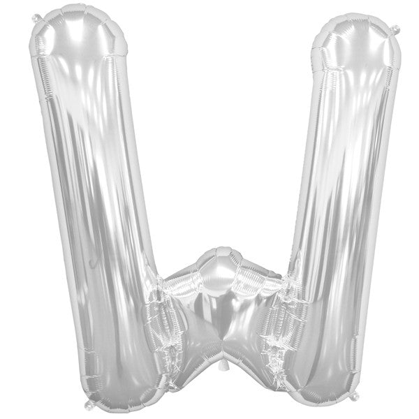 Silver Letter 'W' Balloon - (16"/40cm) Foil