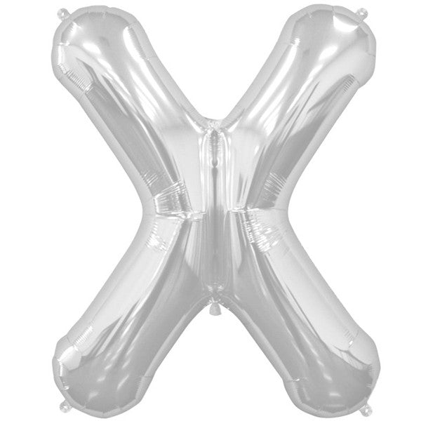 Silver Letter 'X' Balloon - (34"/86cm) Foil