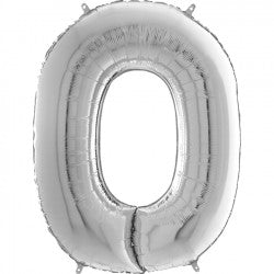 Silver Number 0 Balloon - 26" Foil