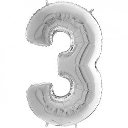 Silver Number 3 Balloon - 26" Foil