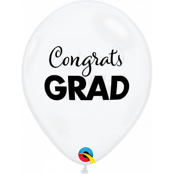 SIMPLY CONGRATS GRAD 11" DIAMOND CLEAR Balloon - 11" Latex (25ct)