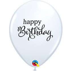 White Simply Happy Birthday Balloons - 11" Latex (25ct)