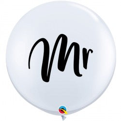 White MR Balloon - 36" Latex (2ct)