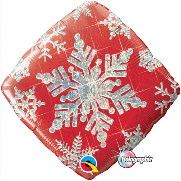 CHRISTMAS SNOWFLAKE SPARKLES Holographic RED - 18" Foil
