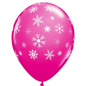 Wild Berry Snowflakes & Sparkles-A- Round Balloons - 11" Latex (25ct)