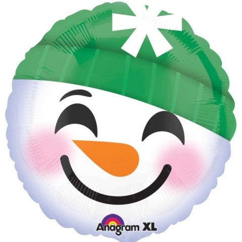 Snowman Smiley Face Balloon - 18" Foil