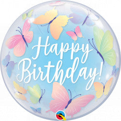 Soft Butterflies Birthday Bubble Balloon - 22" Bubble