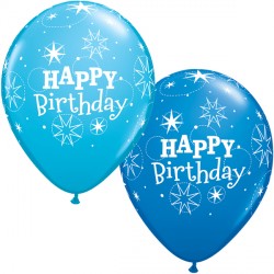 Robin’s Egg Blue & Dark Blue Sparkle Birthday Balloons - 11" Latex (25ct)