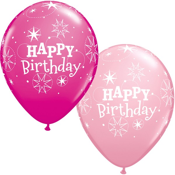 Pink & Wild Berry Sparkle Birthday Balloon - 11" Latex (25ct)