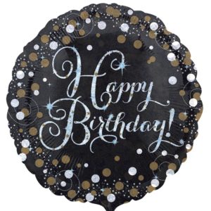 Black & Gold Happy Birthday Balloon - 18" Foil