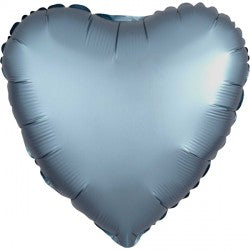 Steel Blue Satin Luxe Heart Balloon -18″ Foil