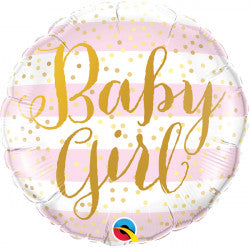 Baby Girl Pink Stripes Balloon - 18" Foil