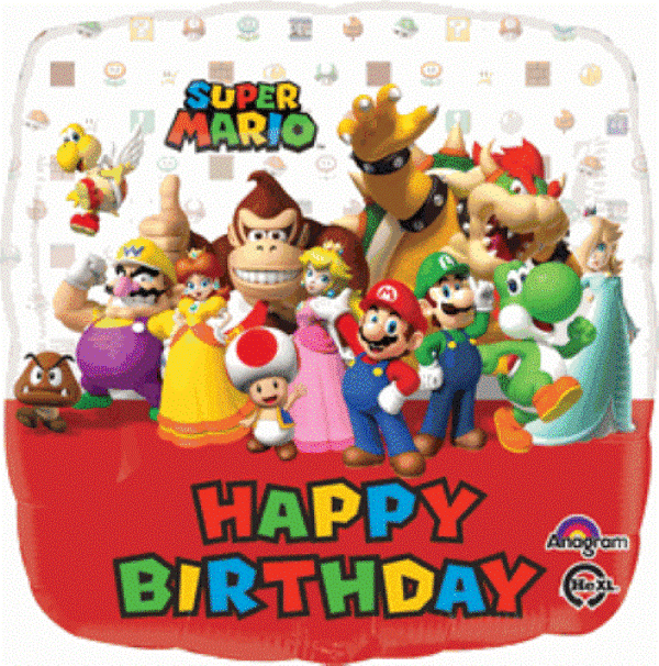 Super Mario Bros Happy Birthday Balloon - 18" Foil