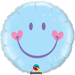 Blue Sweet Smile Face Balloon - 18" Foil