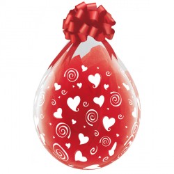 Diamond Clear Swirling Hearts-A-Rnd Balloon - 18" Latex (25ct)