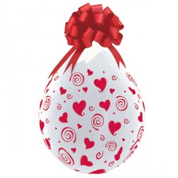 Diamond Clear Swirling Hearts-A-Round with Red Ink Stuffing Balloons - 18" Latex (25ct)