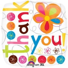 Thank You Colourful Flowers Standard Balloon - 18" Foil