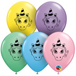 Assorted Pastel Unicorn Head Balloon - 5" Latex (100ct)