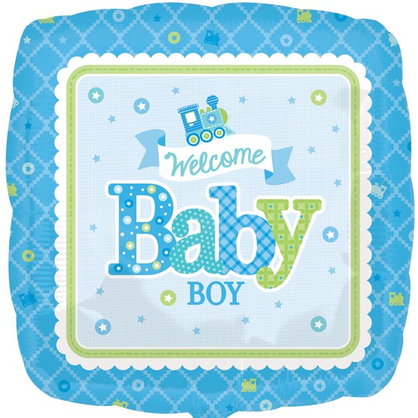 Welcome Baby Boy Train Balloon - 18" Foil