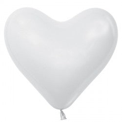 Fashion Solid 005 White Heart Balloons - 12" Latex (50ct)