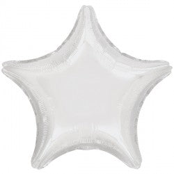 White Metallic Star Balloon - 18" Foil