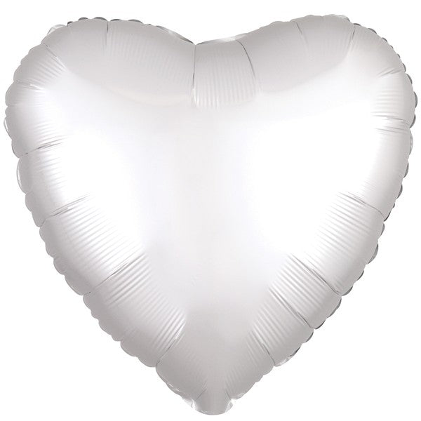 Satin Luxe White Heart Standard Balloon - 18" Foil