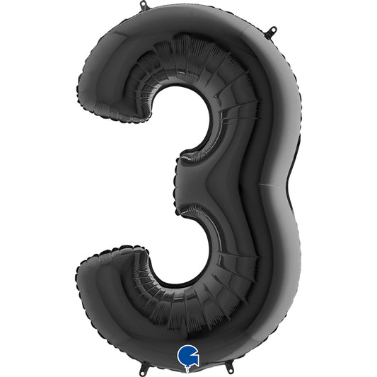 Black Number 3 Balloon - 26" Foil