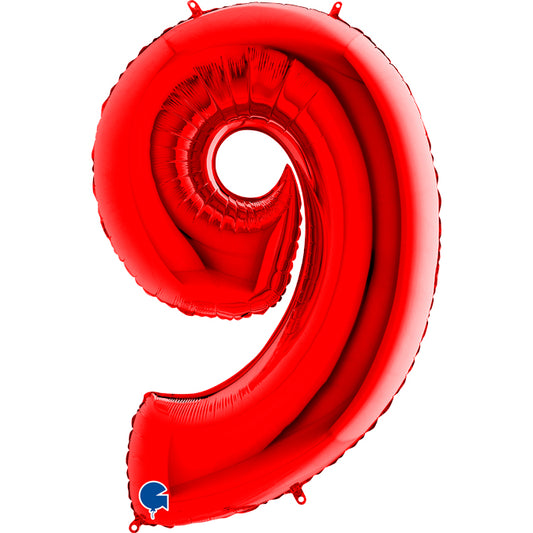 Red Number 9 Balloon - 40" Foil