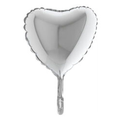 Silver Heart Mini Shape Air-Filled Balloon – 9″ Foil