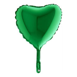 Green Heart Mini Shape Air-Filled Balloon – 9″ Foil