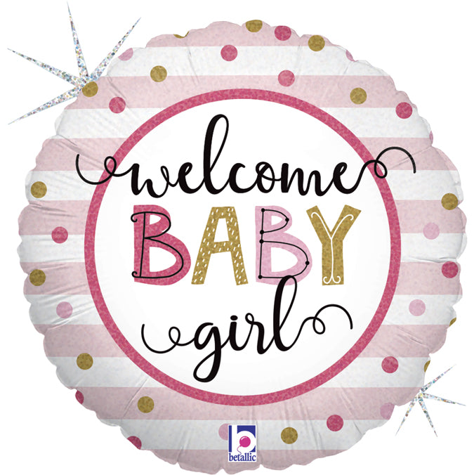 Baby Girl Stripes Balloon - 18" Foil