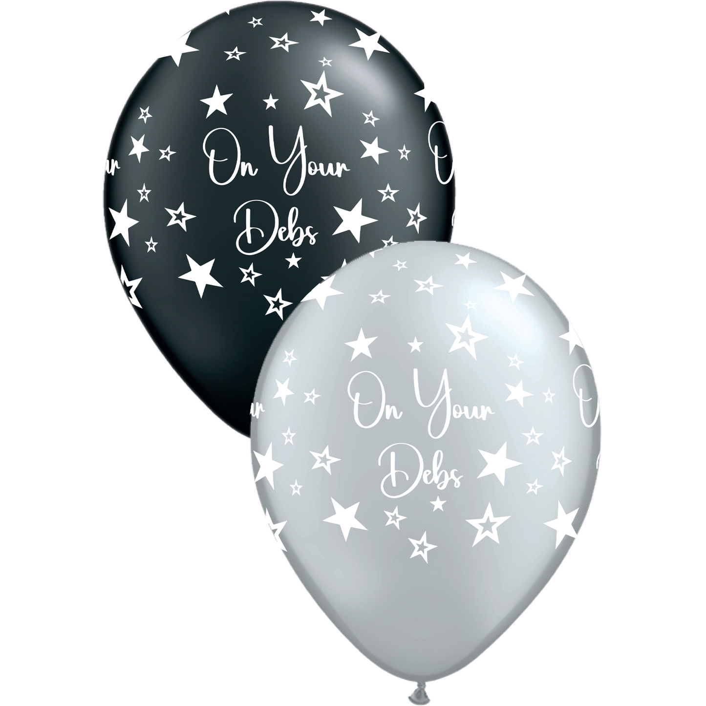 Pearl Onyx Black and Silver Mixed On Your Debs stars Balloon - 11" Latex (25ct)