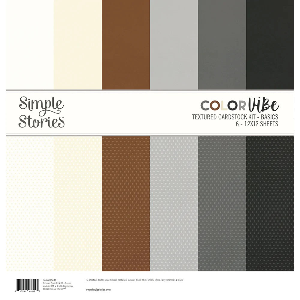 Simple Stories Color Vibe Textured Cardstock Basics - (12"x12")