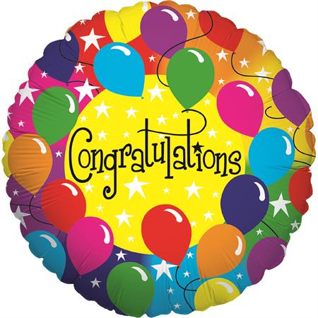 Congratulations Rainbow Balloon - 18" Foil Unpackaged