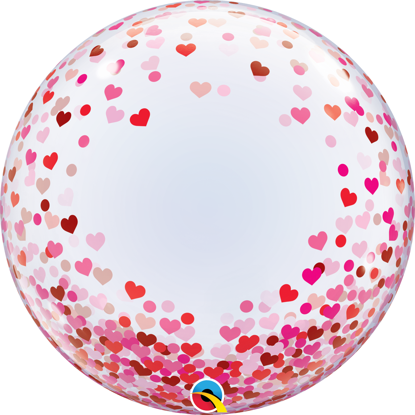 Red & Pink Confetti Hearts Balloon - 24" Deco Bubble